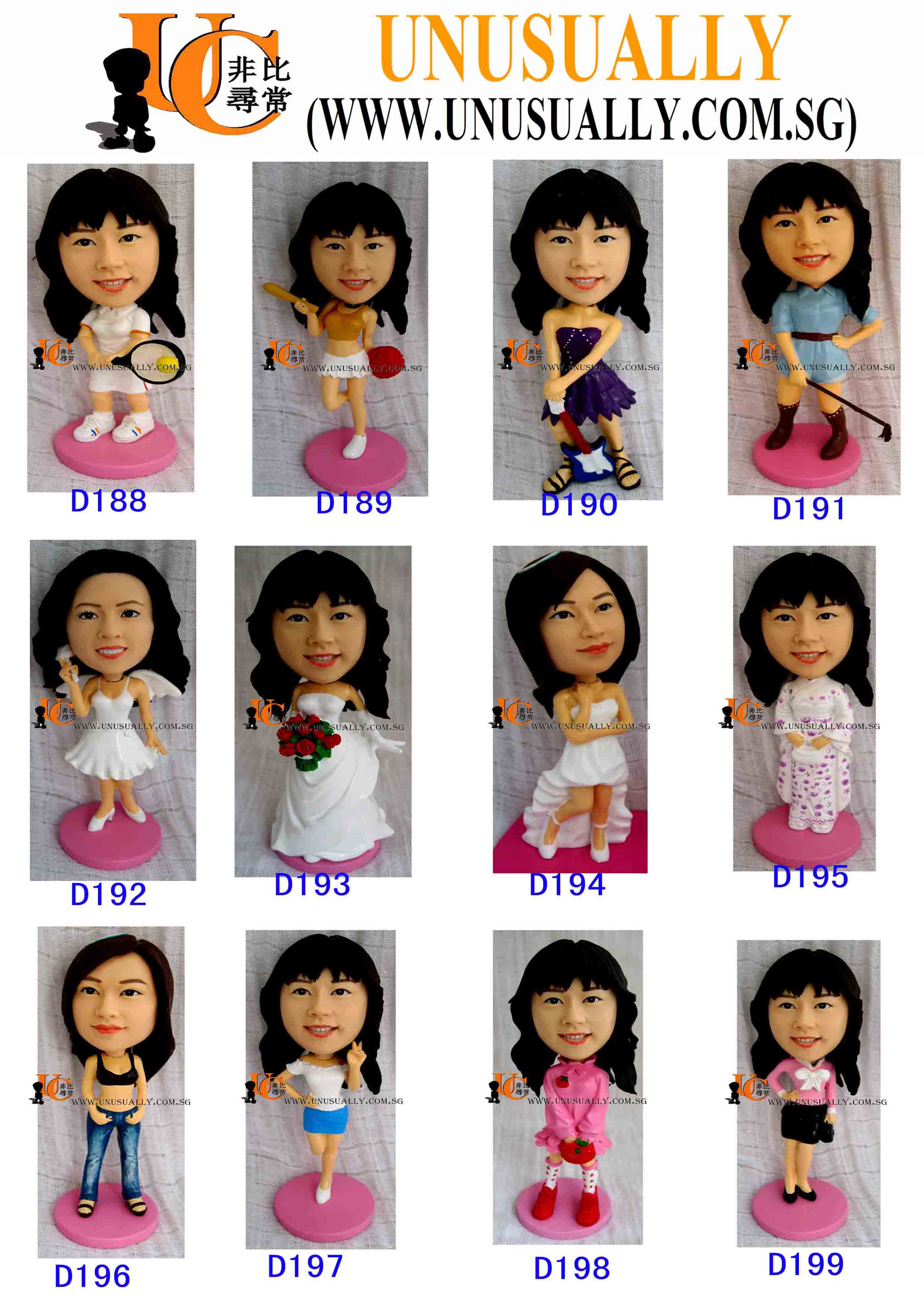 Custom 3D New Single Design DSeries Figurines - D188-D199